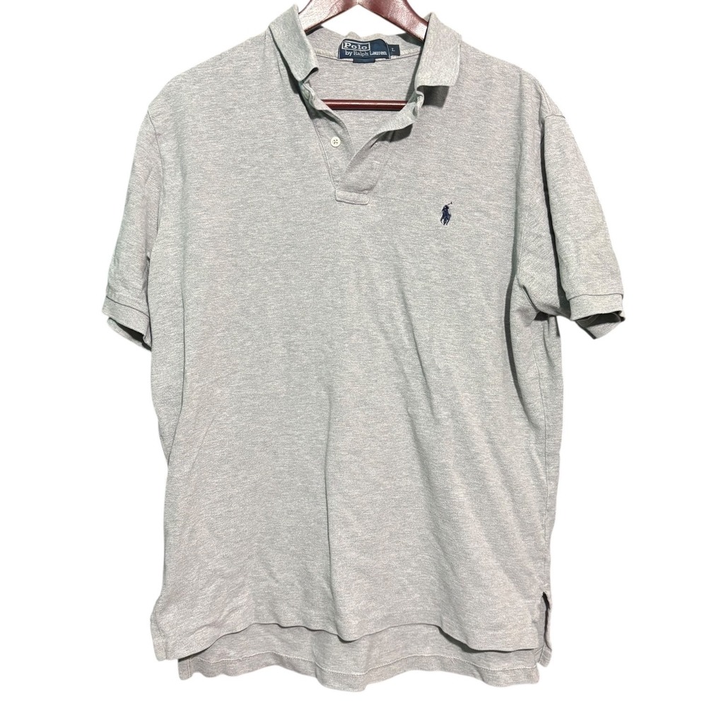 Polo Ralph Lauren Large Solid Gray Short Sleeve Preppy Collard